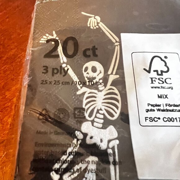 Hester & Cook Skeleton Dance Paper Cocktail Napkins 3-Ply Halloween Party - Picture 5 of 5